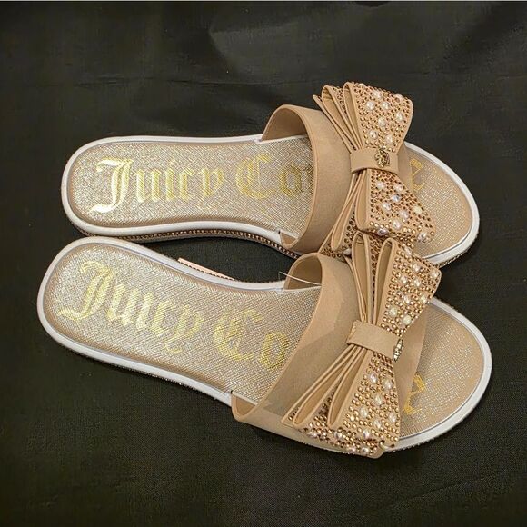 BRAND NEW JUICY  COUTURE YAEL BOWNOT PEARL RHINESTONE SLIDER R3 - Picture 9 of 13
